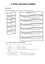 English Worksheet: a good language learner