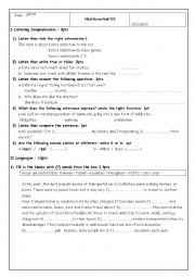 English Worksheet: 9th form test