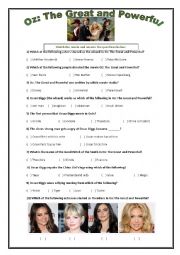 Oz The Great and Powerful - Movie Worksheet
