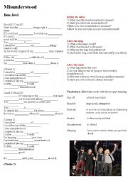 English Worksheet: Song activity Misunderstood Bon Jovi