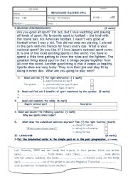 English Worksheet: end of term test 8th form