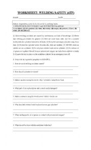 English Worksheet: welding safety