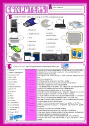 English Worksheet: Computers - Vocabulary (key included)