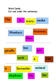 English Worksheet: Word cards