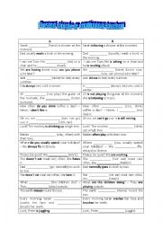 English Worksheet: present simple or continuous tandem exercise
