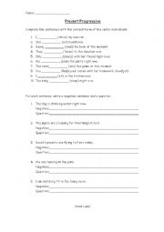 Present Progressive Worksheet