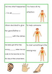 English Worksheet: Body idioms 1/4