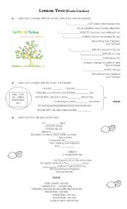 English Worksheet: lemon tree song