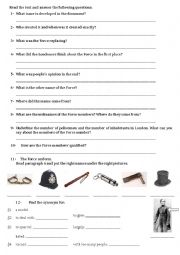 English Worksheet: Written comprehension The Metropolitan police (questions)