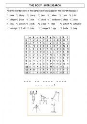 English Worksheet: The body: wordsearch