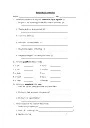 English Worksheet: Simple past exercises