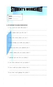 English Worksheet: instruction 
