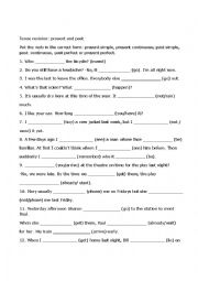 English Worksheet: Tense revision: present and past