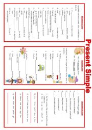 English Worksheet: Present Simple Practice - all forms
