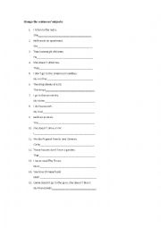 English Worksheet: Change the sentences - PRESENT SIMPLE THIRD PERSON