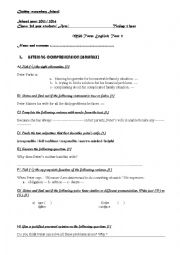 English Worksheet: Mid-term test nb 1