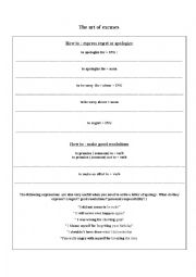 English Worksheet: The Art of Excuses and Apology Letters