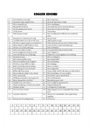 English Worksheet: Idioms, matching exercise