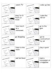 English Worksheet: How often do you Conversation Cards