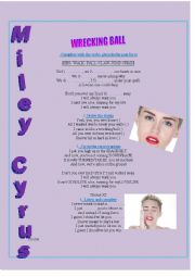 English Worksheet: Wecking Ball (Miley Cyrus)