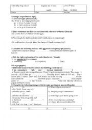 English Worksheet: end of term test