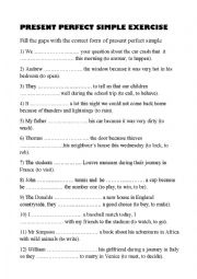 English Worksheet: PRESENT PERFECT SIMPLE EXERCISE