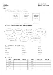 English Worksheet: Test - History of England