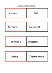 English Worksheet: British vs American English activities