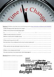 English Worksheet: Clock change