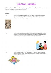English Worksheet: ROLE PLAY : MANNERS