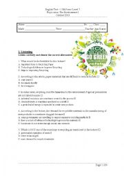 English Worksheet: Global Warming Test