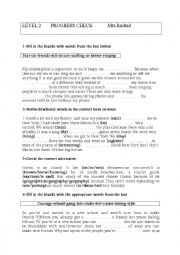 English Worksheet: level2 progress check