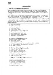 English Worksheet: PRESENT SIMPLE ACTIVITIES