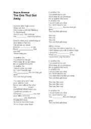 English Worksheet: Simple Past Activity with song
