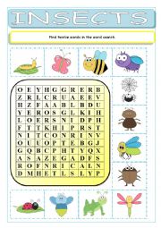 English Worksheet: Insects Wordsearch