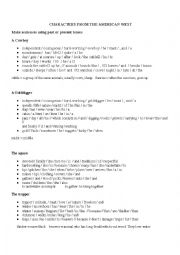 English Worksheet: characters of the west