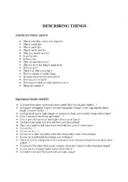 English Worksheet: describing things