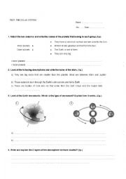 English Worksheet: The Solar system. Test