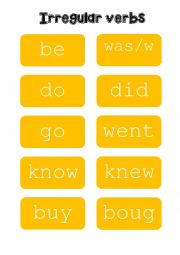 Irregular verbs mini flashcards (past simple)