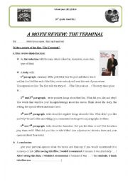 English Worksheet: Movie review on the movie The Terminal