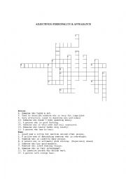 ADJECTIVES CROSSWORD: PERSONALITY & APPEARANCE