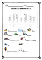 English Worksheet: Means of transportation