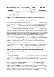 English Worksheet: MId term test n 4th years (tunisian schoolls) 