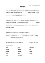 English Worksheet: Seasons Cloze