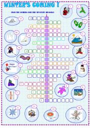 English Worksheet: Winter: crossword puzzle