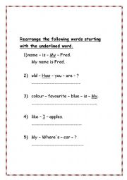 English Worksheet: rearrange