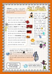 English Worksheet: Halloween - Story + activities