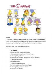 English Worksheet: Family - The Simpsons 