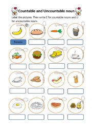 English Worksheet: countable and uncountable noun