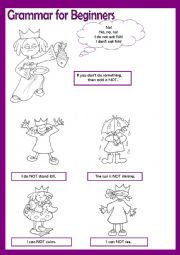 English Worksheet: Grammar for Beginners *** Say No! (1)